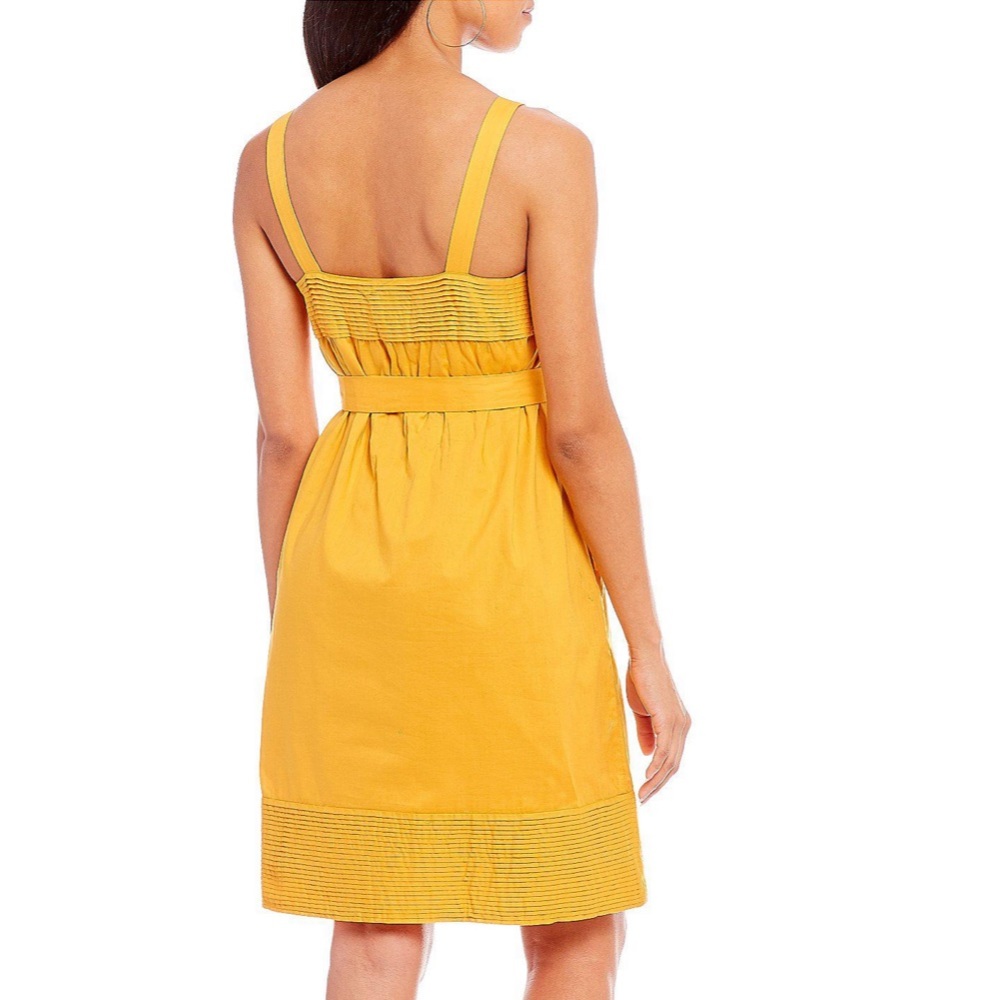 Daniel Cremieux Luna Marigold Self Belt Front Tie Bow Sundress Dress - Picture 2 of 7